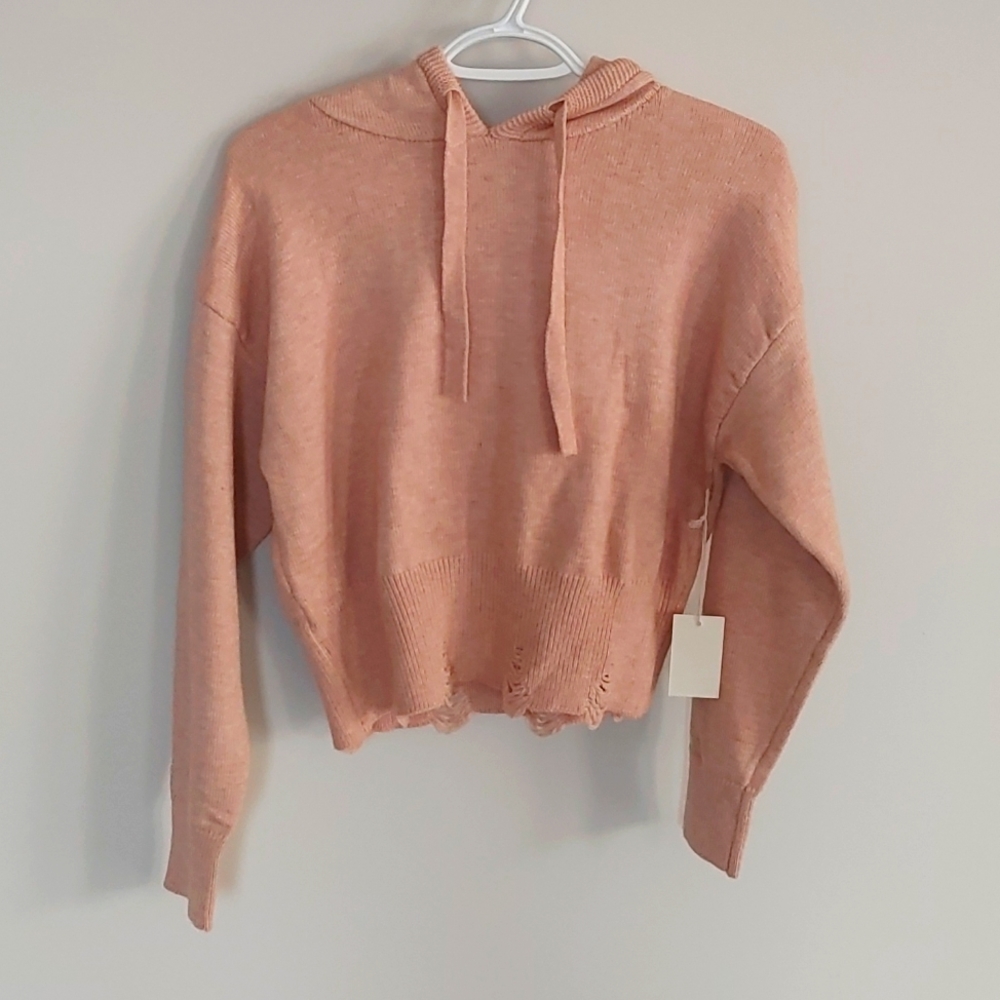 Thinkable distress cropped hoody